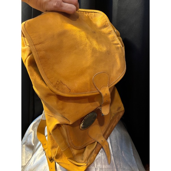 Vintage Amanda Johnson Yellow Leather Backpack Helsinki 1999 Commemorative Bag main image 10